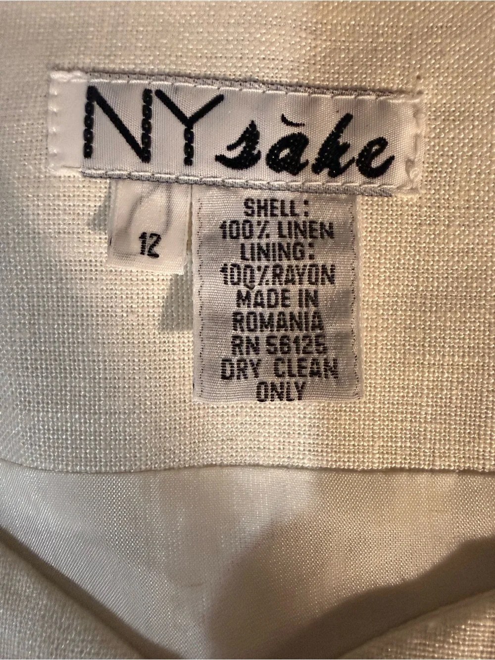 Vintage NY Sake linen button front dress. Vintage 80s- light shoulder pads- 12